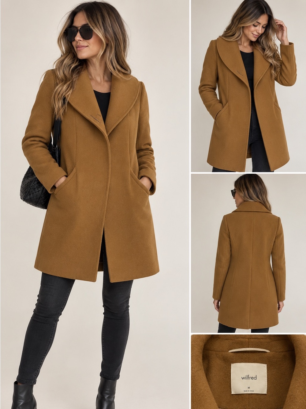 Wilfred Cocoon Wool Cashmere Blend Coat — Size Medium